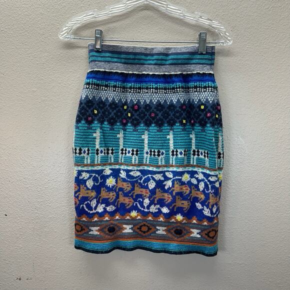 Anthropologie HWR Wool Alpaca Blend Llama Line Sweater Skirt size Small Pencil - Picture 5 of 8